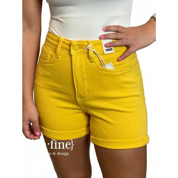 JUDY BLUE Other - NEW JUDY BLUE tummy control shorts in regular & curvy in yellow